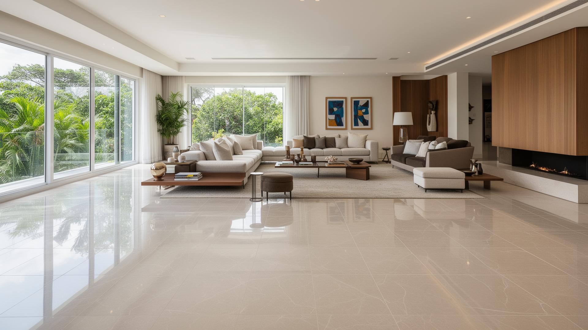 Sala com porcelanato instalado